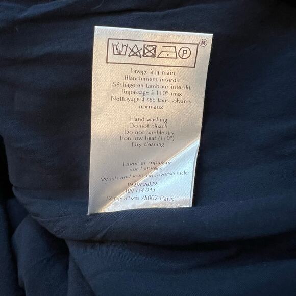 Sezane Auberie Jacquard Leopard Print Ruffle Hem Shift Dress Blue 4 - Picture 5 of 6